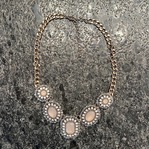 Pink, Crystal and Gold Statement Necklace - Picture 1 of 3
